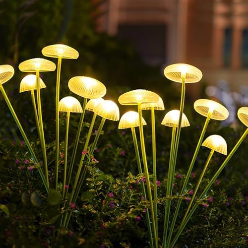 Kimuwote 4 Pezzi Luci Solari Esterno, 8 LED Lampade Solari Lucciole Con Telecomando, 8 Modalità, Impermeabile, Per Giardino, Balcone (Bianco Caldo - Foto 6