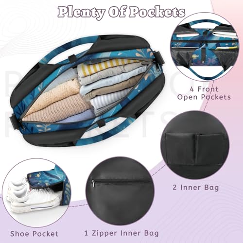Yoga Tote Bag for Women Sea Animal Whale Beach Bag with Shoe Storage & Yoga Mat Strap Waterproof Weekender Duffle Bag for Travel Fitness Weekend Trips4