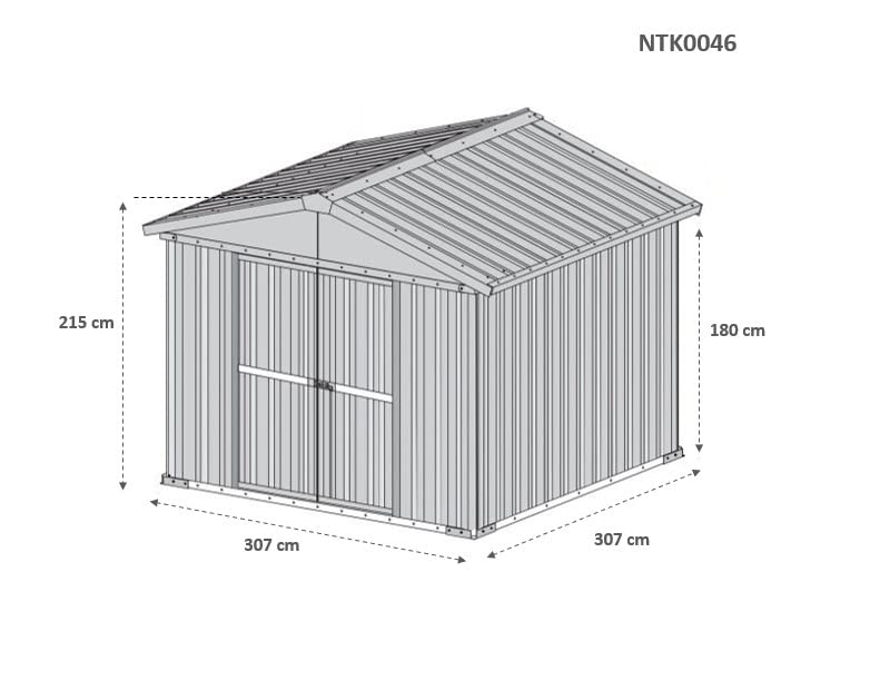 Box in Acciaio Zincato Casetta da Giardino in Lamiera 3.27 x 3.07 m x h2.17 m - 145 KG – 9,4 metri quadri (Verde)