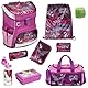 Familando Mädchen Schulranzen 1. Klasse · Scooli Campus Fit Schultasche · ergonomisch & leicht · Kinder Schulranzen Set für Mädchen (9-teilig mit Sporttasche, Pegasus Violett)