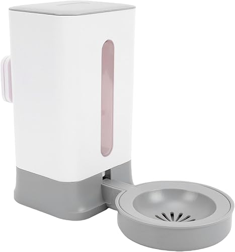 POCREATION Jaula dispensadora automática de agua para mascotas, 1.5L, diseño de boca mojada, transparente con mecanismo de alimentación automática