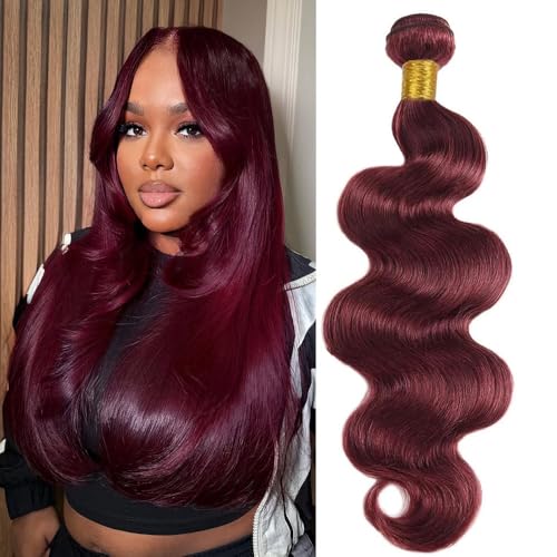 12A Body Wave Burgundy Bundles Human Hair Extensions 14 Inch one bundle