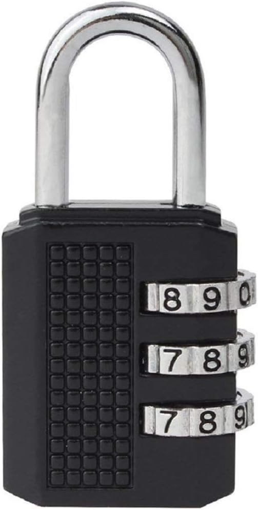 Hyderon Painted Metal Luggage 3 Digit Pad Lock (Black)