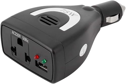 Inversor de corriente para automóvil + inversor de corriente para automóvil, 75 W Dc12 V a CA 100 V-240 V convertidor automático adaptador de