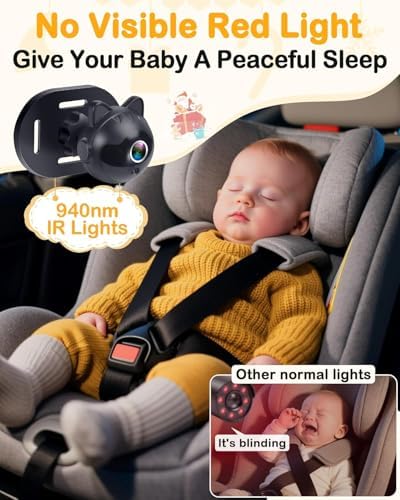 1080P Dual Baby Car Camera: 6.8" Split-Screen Monitor 2-Kids at Once — view 8