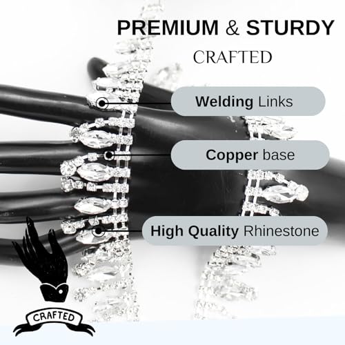 image for PEARLY JUN 1 Yard Rhinestone Trim Chain Sliver Applique Stringing Ribb