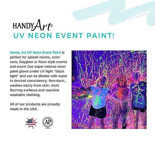 Handy Art UV Neon Event Paint, Rosa Chicle, Cubeta de 5 Galones, Pintura de Brillo UV para Fiestas, Raves y Festivales, Fácil de Limpiar, Segura y No Tóxica, Hecha en USA miniatura 2