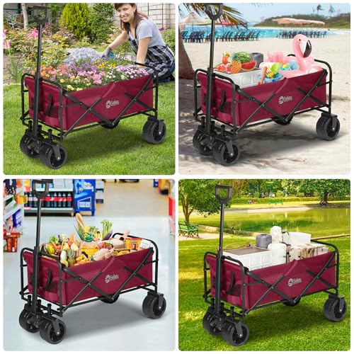 image for Sekey Heavy Duty Foldable Wagon with 220lbs Weight Capacity, Collapsib