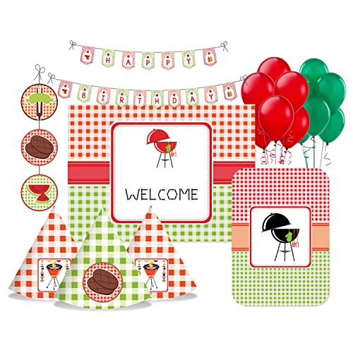 Image of Pretty UR Party Barbecue Party decorations Kit - 70 pcs includes Banner, bunting, balloons, centerpiece, danglers, Barbeque Party Supplies, BBQ Birthday Decor, DIY Decor Pack for Adults, Kids.