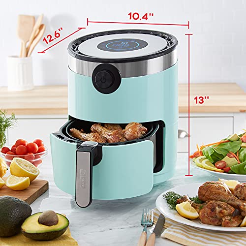 Dash DMAF360GBAQ02 Aircrisp® Pro Digital Air Fryer + Oven Cooker with Digital Display + 8 Presets, Temperature Control, Non Stick Fry Basket, Recipe Guide + Auto Shut Off Feature, 3qt, Aqua by DASH - Image 2
