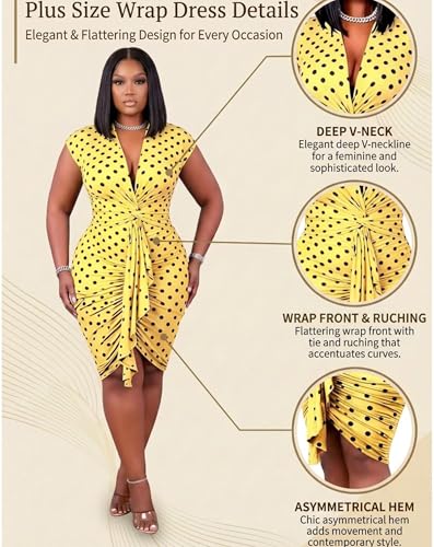 Image of IyMoo Women's Sexy Plus Size Bodycon Sleeveless Drawstring Ruched Mini Club Dresses
