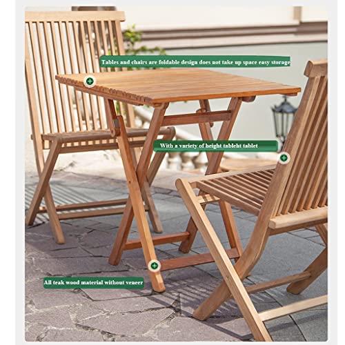 Nizame 3 Pcs Patio Bistro Set Outdoor Furniture, Folding Lunch Backrest Beach Lounger, All-Weather Solid Wood Conversation Set, For Garden Balcony Backyard #TOP1
