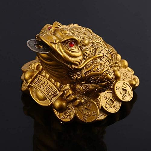 Money Toad,Chinese Feng Shui Wealth Lucky Money Frog Coin Toad Home Office Decoration Good Lucky Gift 6.5 x 6 x 5cm(Brass)