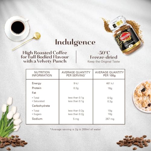 Image of Moccona Indulgence + Hazelnut Instant Coffee - 195g (Pack of 2)| Imported Coffee | Premium Arabica & Robusta Blend | Freeze-Dried | Bold & Strong Flavor