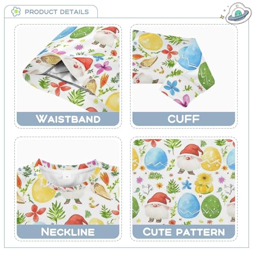 JUNZAN Watercolor Easter Eggs Gnomes Kids Girls Hoodie Sweatshirt Long Sleeve Hoodie for Boys Party 4T3