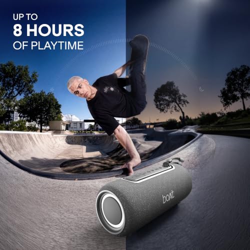 Image of boAt Stone 350 Pro Plus 16W Signature Sound, Up to 8 Hours Playtime, IPX5 Resistance, Type-C Charging, TWS for 2X Power, Built-in Mic, Voice Assistant Wireless Bluetooth Speaker (Titanium Grey)