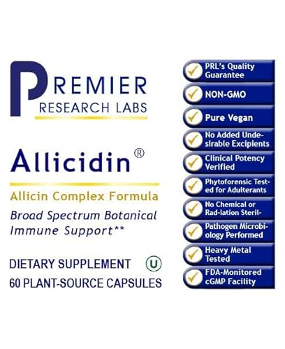 Premier Research Labs Allicidin - Supports Immune System & Cardiovascular Health - Features Garlic Extract, Wild Bear Garlic, Turkey Tails, Hyssop & Organic Parsley - 60 Plant-Source Capsules #TOP3