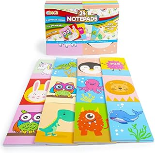abeec 24 Pack Of Notepads  A6 Note Books In 12 Designs For Kids Party Bags  Mini Notebooks For Party Bags - Party Bag Fillers For Kids  Party Bag Notepads For Kids