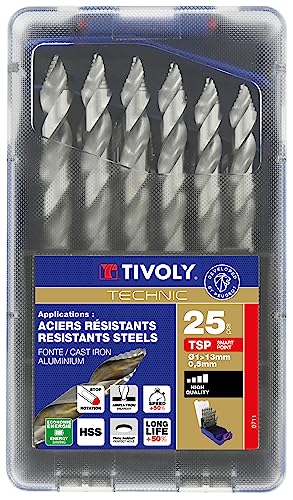 Tivoly - Coffret 25 Forets Métal Haute Performance Hss Ø1 À 13Mm - Perçage Des Aciers Les Plus Courants- Perçages Nets Et Agrandissement Des Trous - Q