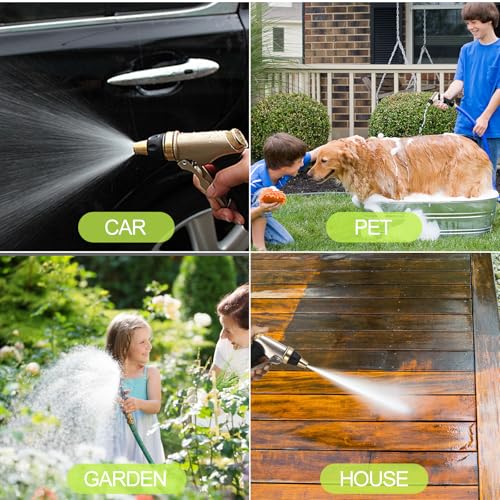 Hose Spray Gun, Garden Hose Nozzles & Spray Guns with Full Brass Nozzle, Non-Slip Grip, 4 Patterns Water Gun Sprinkler, High Pressure Spray Nozzle for Plants Watering, Cleaning, Car Washing Metallic - Image 6