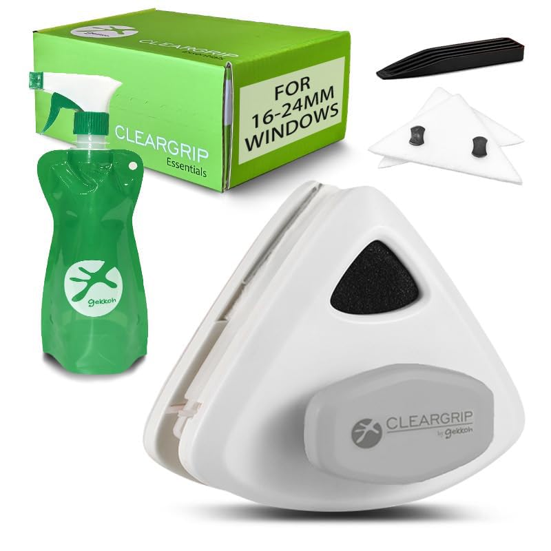 Double sided magnetic window cleaning kit UK DOUBLE GLAZING magnetic window cleaner for 16-24mm UK glass [GEKKOH CLEARGRIP] (ESSENTIALS MAX)