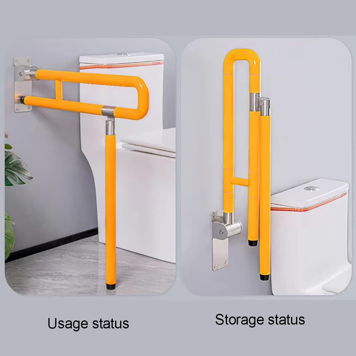 Maniglioni per disabili, barre per disabili per bagno, barra pieghevole in acciaio inox, maniglia antiscivolo con gamba, ringhiera per servizi igienici. Binari per WC anziani (colore: giallo