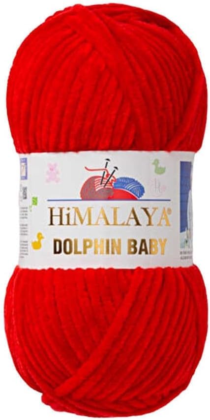 Himalaya Dolphin Baby Yarn Each Skein 100gr 120m Super Bulky Yarn for Knitting&Crocheting Ideal for Cardigans Shawls Blankets Hats and Home Textiles (1, 80318 RED) — image 1