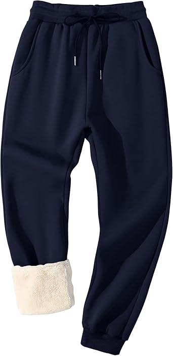 Flygo Men's Fleece Lined Sherpa Sweatpants Winter Warm Pants Jogger Lounge Athletic Pant with Pockets