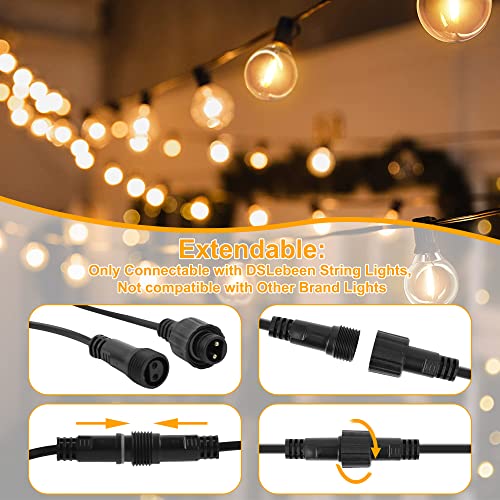 DSLebeen Festoon Lights 50ft LED String Lights Mains Powered with 27+3 Plastic G40 Bulbs 2700K Connectable for Decorative Lighting on Cafe, Wedding, Party - Image 3