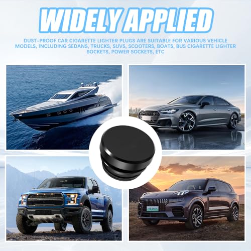 Image of Car Cigarette Lighter Plug Cover, Car Cigarette Lighter Dust Covers, Aluminum Alloy Cigarette Lighter Socket Cover Cap, Waterproof Plug Decoration Cover for Most Cars SUVs Trucks
