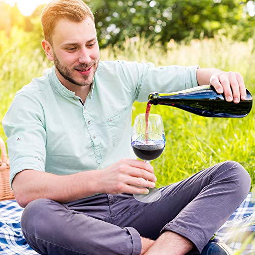 Bezrat Red Wine Glasses Set Of 2, Hand Painted Wine Glass, Drinkware Essentials, 11" H, 28Oz Wine Lover Large Glass, Glassware Gifts Ideas For Women Inspired By 'Duomo Di Milano' Mothers Day (Blue) #TOP7