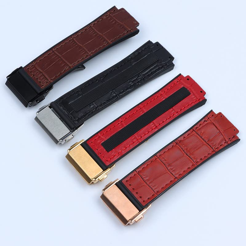 Correa de reloj 25 * 19mm de cuero y silicona compatible con Big Bang con bucle mariposa 6