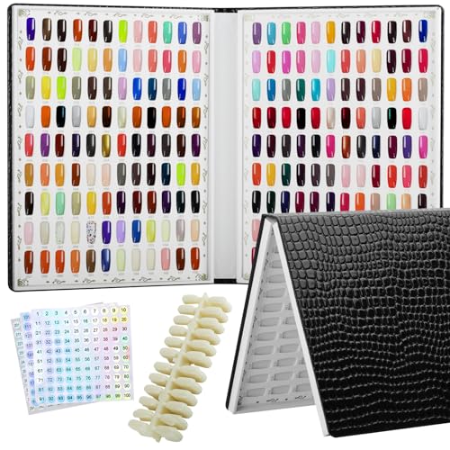 Vnjaoi Livre d'affichage de 216 couleurs avec 240 faux ongles, livre de cartes de vernis gel UV, livret de design d'ongles pour salon de manucure