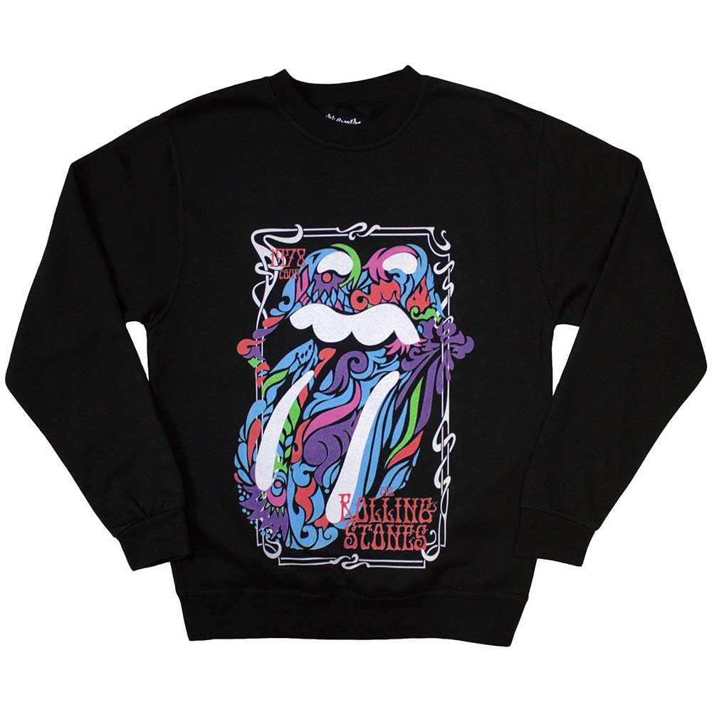 Paradiso Clothing Unisex Black The Rolling Stones Colour Swirls Sweatshirt - L