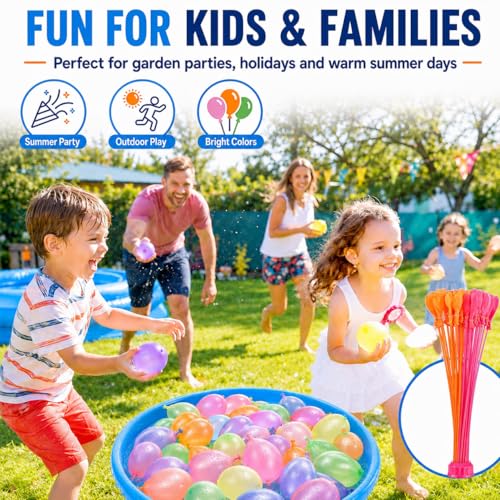 Miniatura 6 de Globos De Agua 333 Pcs De Colores, Globos Agua Llenado Rápido Autosellables, Water Balloons Para Niños Y Adultos, Juguetes De Piscina Para Jardín, Playa, Cumpleaños Y Fiesta Al Aire Libre
