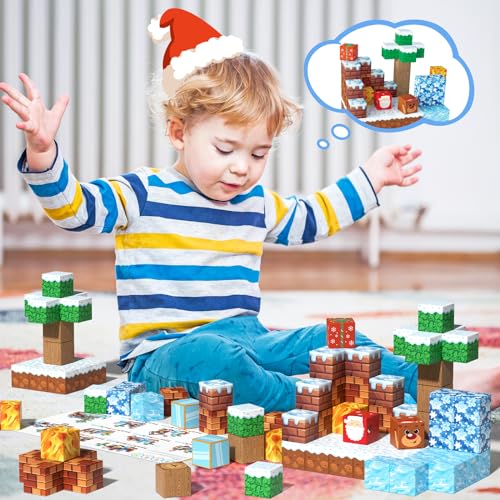 Image of Magnetic Blocks Kids Toys for Boys and Girls 3-5 5-7 Year Old, STEM Magnet Building Cubes for Toddler, Sensory Montessori Educational Toy for Children Development and Creativity