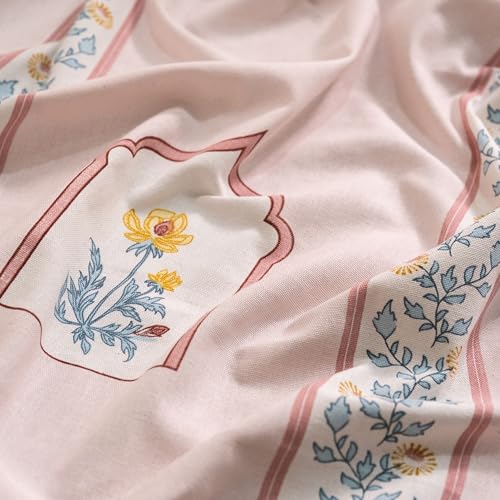 Image of Tranquebar Curtain Co. Window Curtains 5 Feet, 60-65% Room Darkening,Multi Peach Mughal Print, Cotton Curtains for Window, Cotton Curtains 5 Feet Long Set of 2, BackTab Loops,Noor (152 cm) - Set of 2