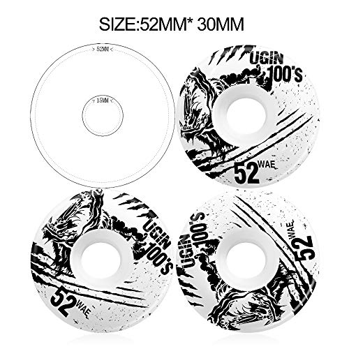 LOSENKA 52mm Wheels White Skateboard Wheels -100A with Bearings