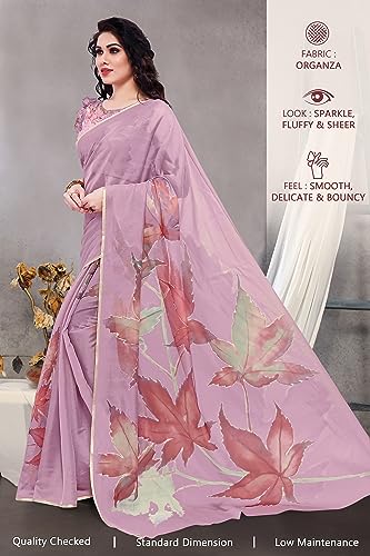 Image of MIRCHI FASHION Women Saree Organza Printed | Traditional Semi-Transparent Festive Sari with Unstitched Blouse Piece