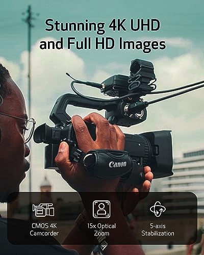 Image of Canon XA70 Pro Camcorder 1 inch 4K UHD CMOS Sensor, Dual-Pixel CMOS AF, 15x Optical Zoom, 600x Digital Zoom, Image Stabilization, HDMI, USB Live Streaming, Time Stamp On-Screen Disp. Recording, XLR inputs | 1.0 Type CMOS Sensor, 4K UHD Recording, 15x Optical Zoom, Up to 600x Digital Zoom, 5-Axis Dynamic Is Image Stabilization