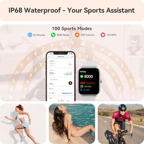 Image of Gydom Smart Watches for Women Men [Alexa Built-in, 1.8 inch] Smartwatch with Heart Rate /SpO2 /Sleep /Stress, 101+ Sports Modes, IP68 Waterproof, Pedometer Fitness Tracker for iOS Android Phones, White