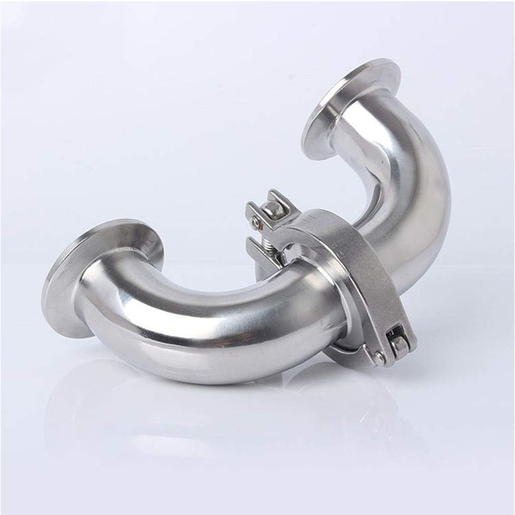 ANWUYANG Raccordo Sanitario A Gomito in Acciaio Inox, 19mm 25mm 32mm 38mm 45mm 51mm 57mm 63mm Tubo Od Feerule + Tri Morsetto + Guarnizione in Silicone (Size : 57mmOD77.5mm)