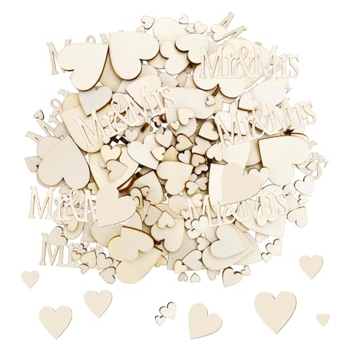 WOUYTPE 275 Piezas Decoración de Mesa de Boda con Corazones, Confeti Decoración de Madera, Madera Corazones Adornos, para Usar en Bodas, Aniversarios, Compromisos y Otras Celebraciones