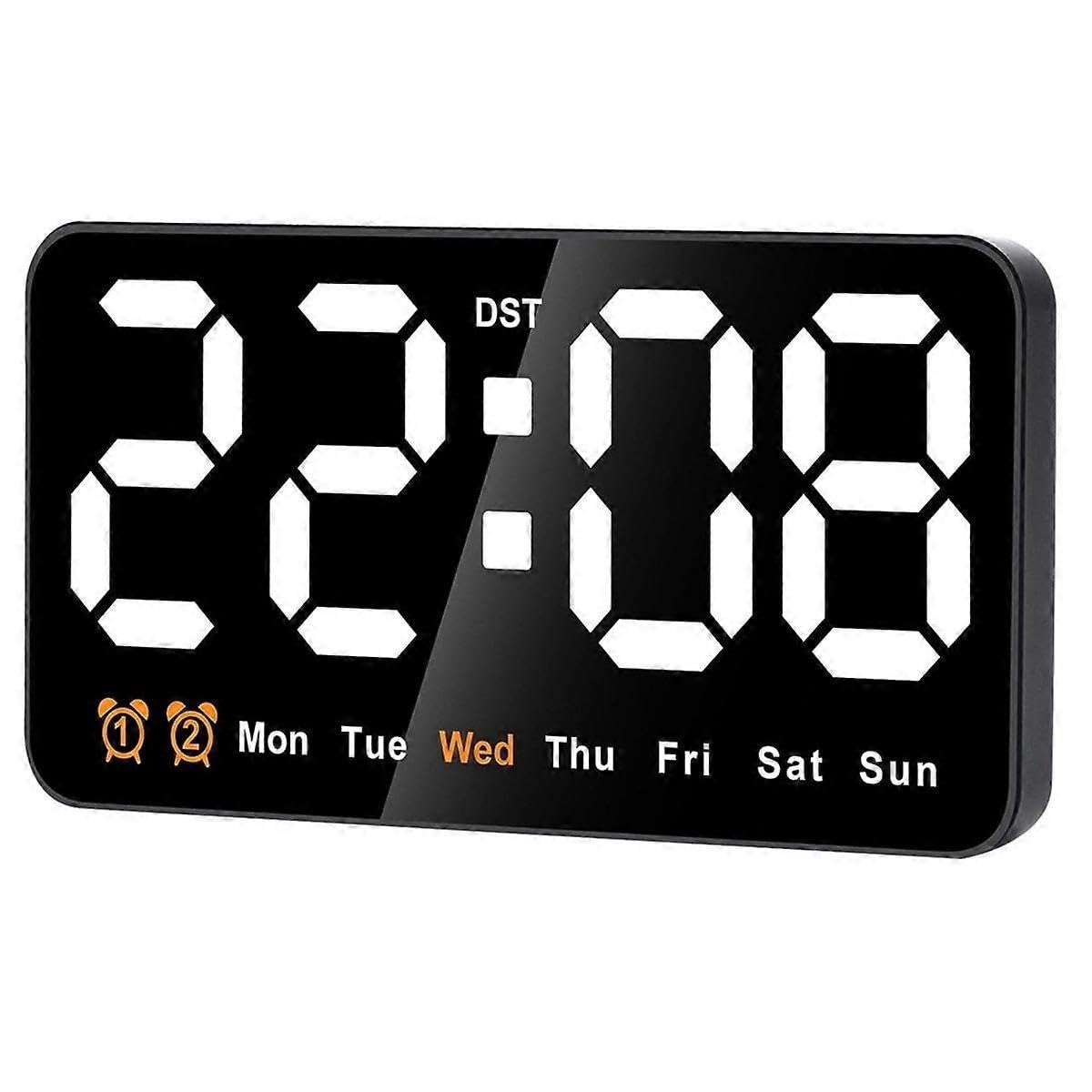 JOYHAPPST Digital Wall Clock, 9Inch LED Digital Clock Large Display with 12/24H, Big Digits,Small Silent Wall