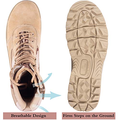 Image of RIELD Men's Military Tactical Work Boots Side Zipper Jungle Army Combat Boots