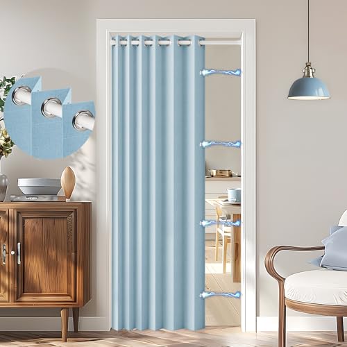 HMYI 100% Blackout Magnetic Curtain for Closet Door, Accordion Folding Door Curtain for...