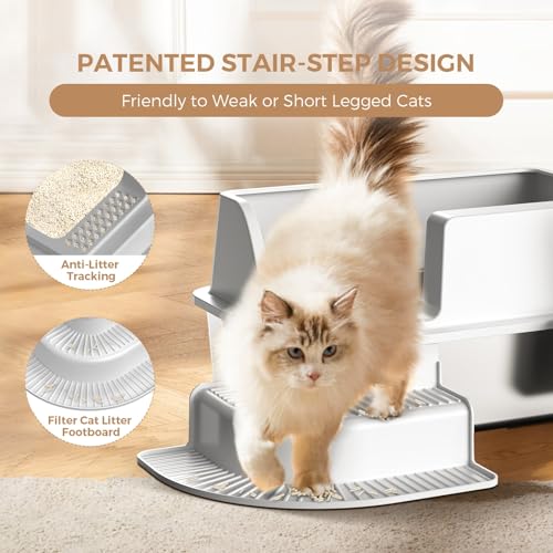Arenero para gatos acero inoxidable 30L con raspador miniatura 7