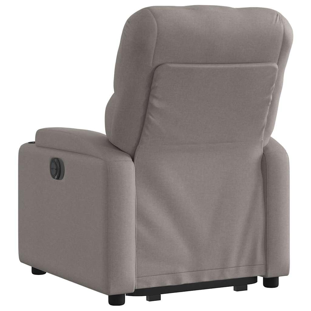 Relaxsessel mit Aufstehhilfe Elektrisch Taupe Stoff 74x86,5x93,5 cm gemütlicher Lesesessel bis 110 kg für Wohnzimmer Schlafzimmer und Seniorengerechtes Wohnen