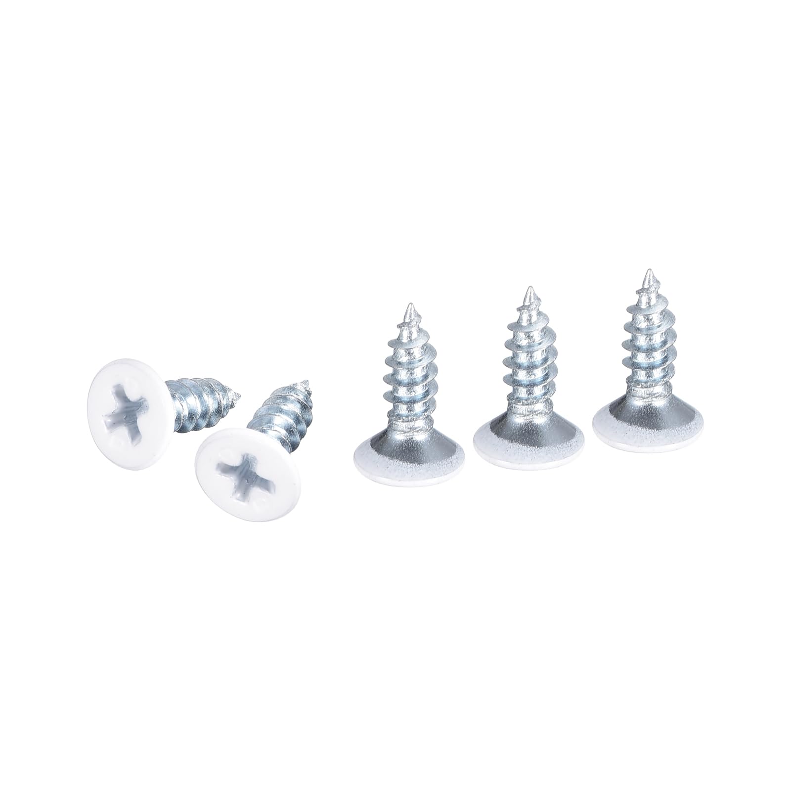 DTGN 50Pcs ST4.2x25mm Self Drilling Screws, Carbon Steel White Flat Head Phillips Sheet Metal Screw