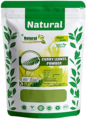 Natural Health And Herbal Products 100% Natural Curry Leaves (Kadi Patta) Powder (Sun Dried & Stemless) for Strong and Shiny Hair 100Gms